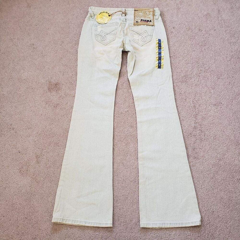 Vtg Y2k Rare Nwt Piama Primium Violet Bootcut Jeans Distressed Off White Size 1